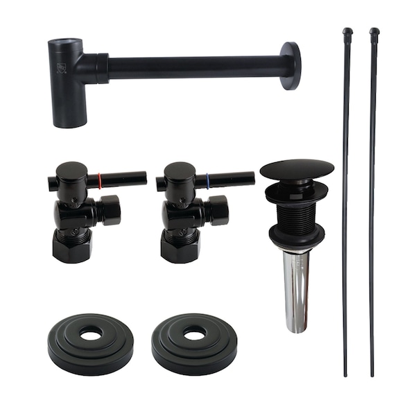 Plumbing Sink Trim Kit with Bottle Trap and Drain No Overflow, Matte Black